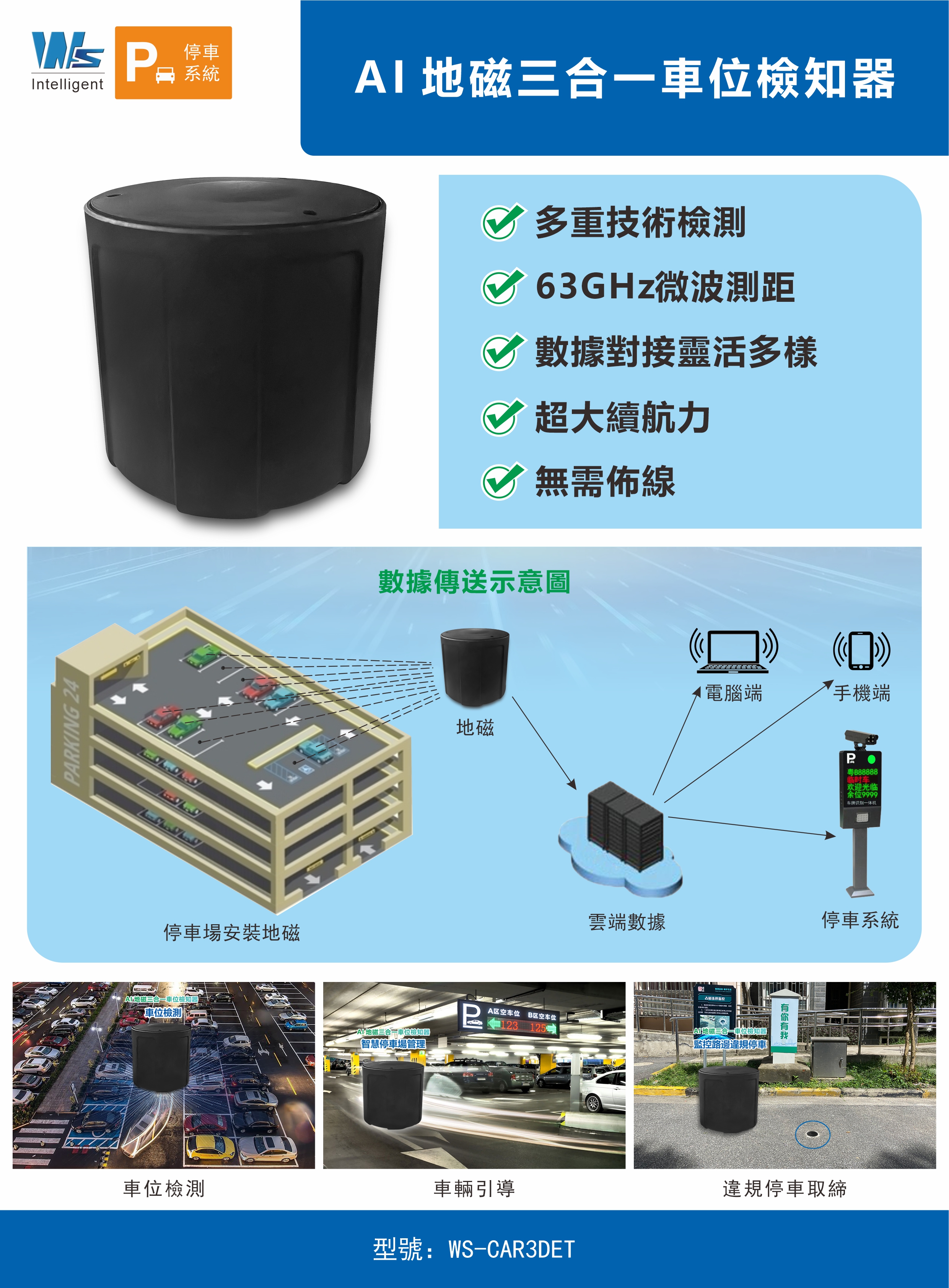 AI 地磁三合一車位檢知器 | 文星電子股份有限公司